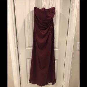 Burgundy David’s bridal bridesmaid dress
